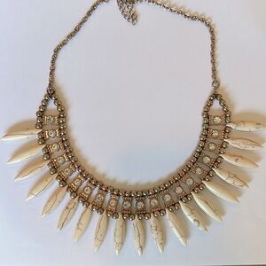 Beige Stone Jeweled Necklace